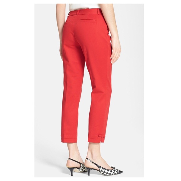 kate spade Pants - Kate Spade Jackie Capri Red 8 Bow Cuff Stretch